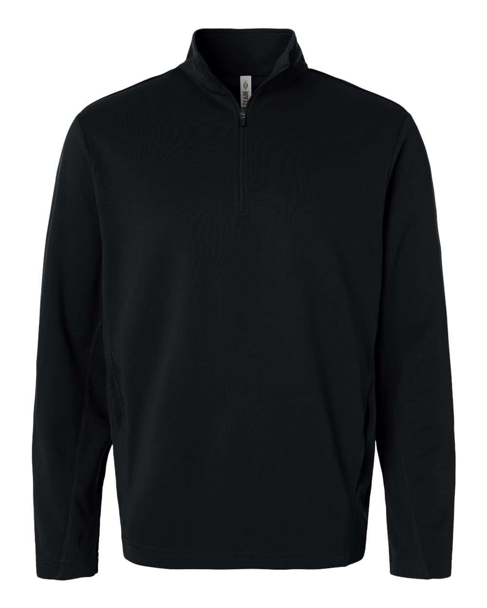 Front View of Black Unisex Squad Cadet Quarter-Zip Tech Fleece Pullover - TT401