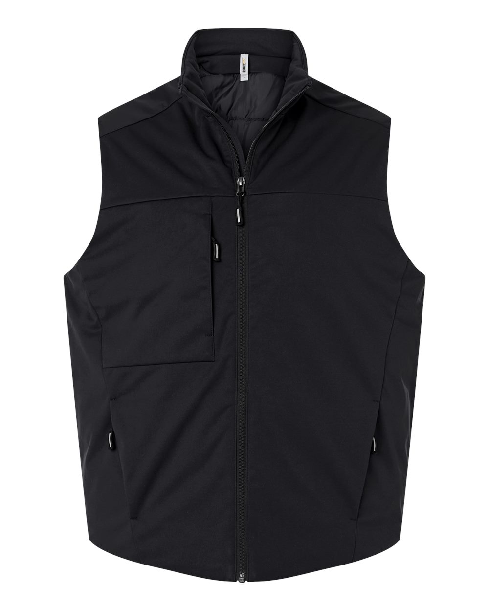 Front View of Black Unisex Techno Lite Flat-Fill Insulated Vest - CE716