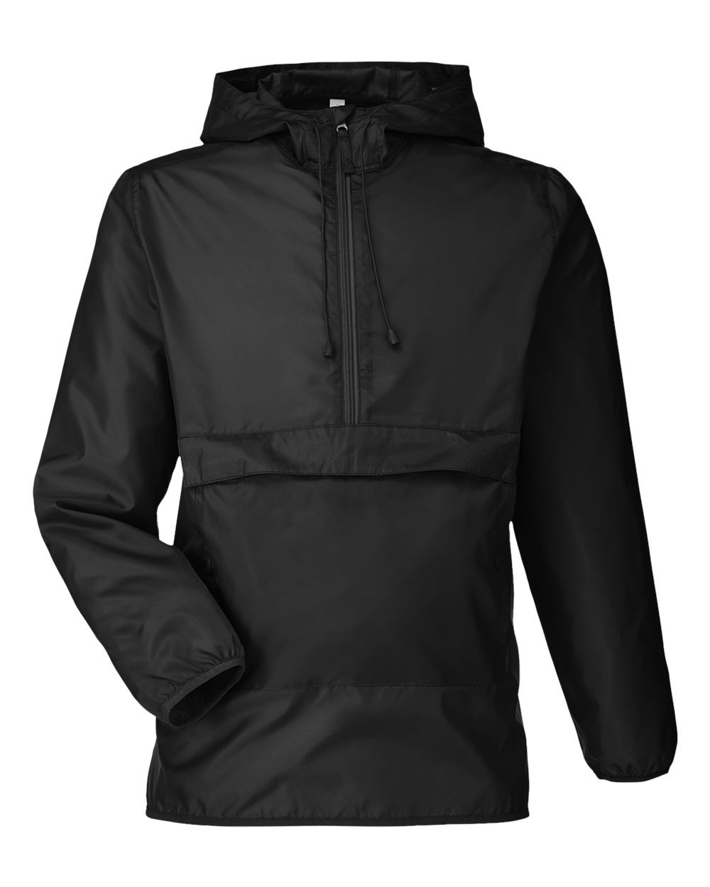 Front View of Black Unisex Zone Protect Packable Anorak Jacket - TT77
