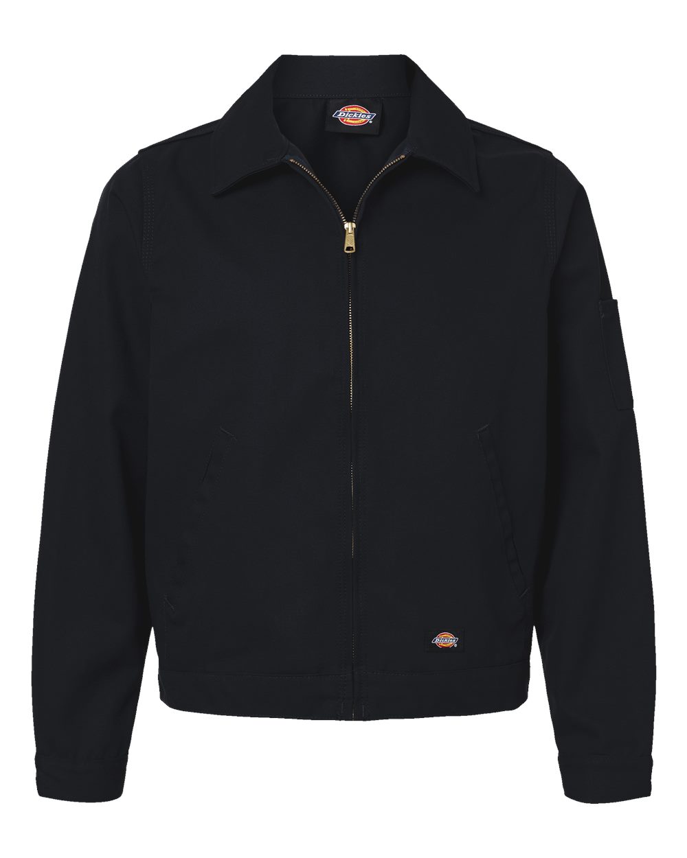 Front View of Black Unlined Industrial Eisenhower Jacket - JT78