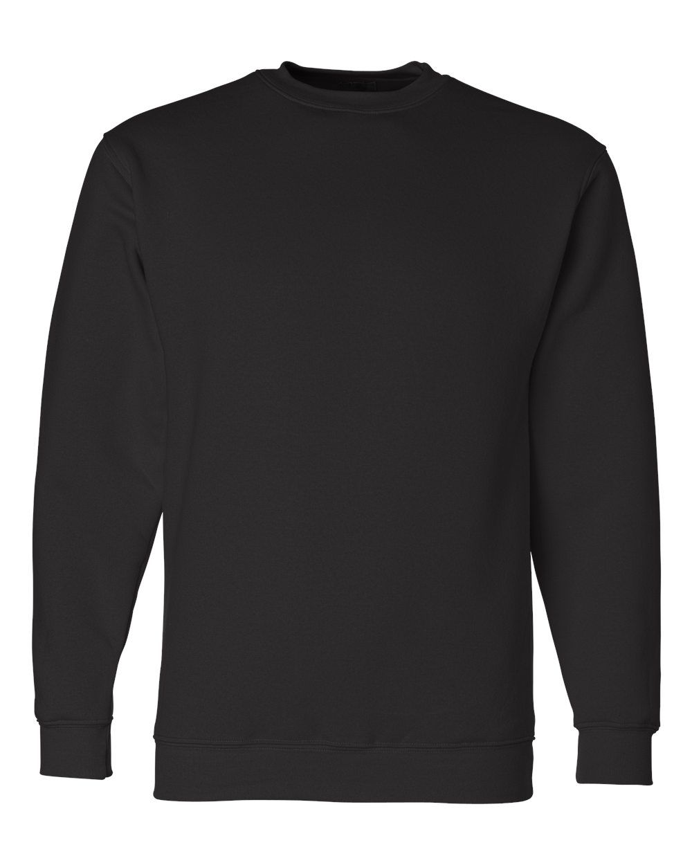 Front View of Black USA-Made Crewneck Sweatshirt - 1102
