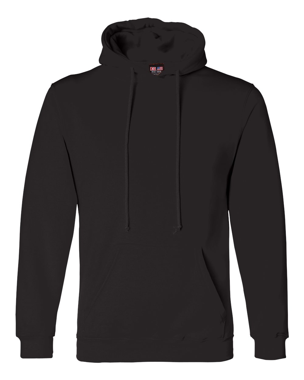 Front View of Black USA-Made Hooded Sweatshirt - 960