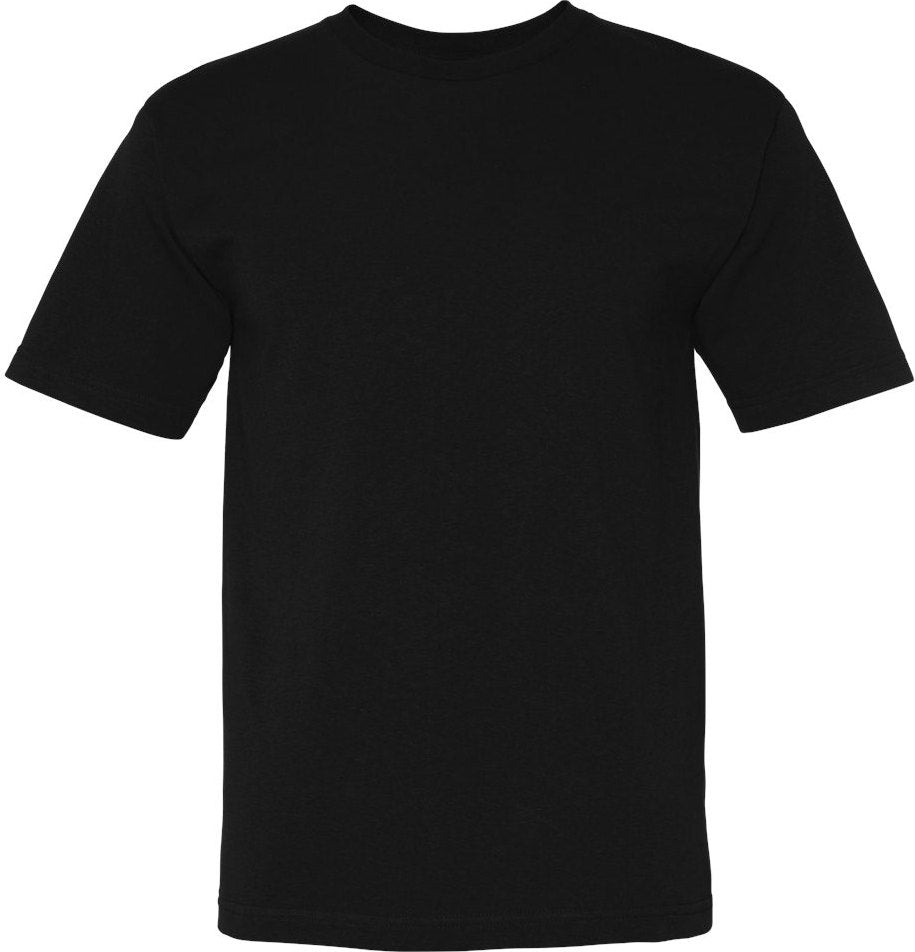 Front View of Black USA-Made Midweight T-Shirt - 5040