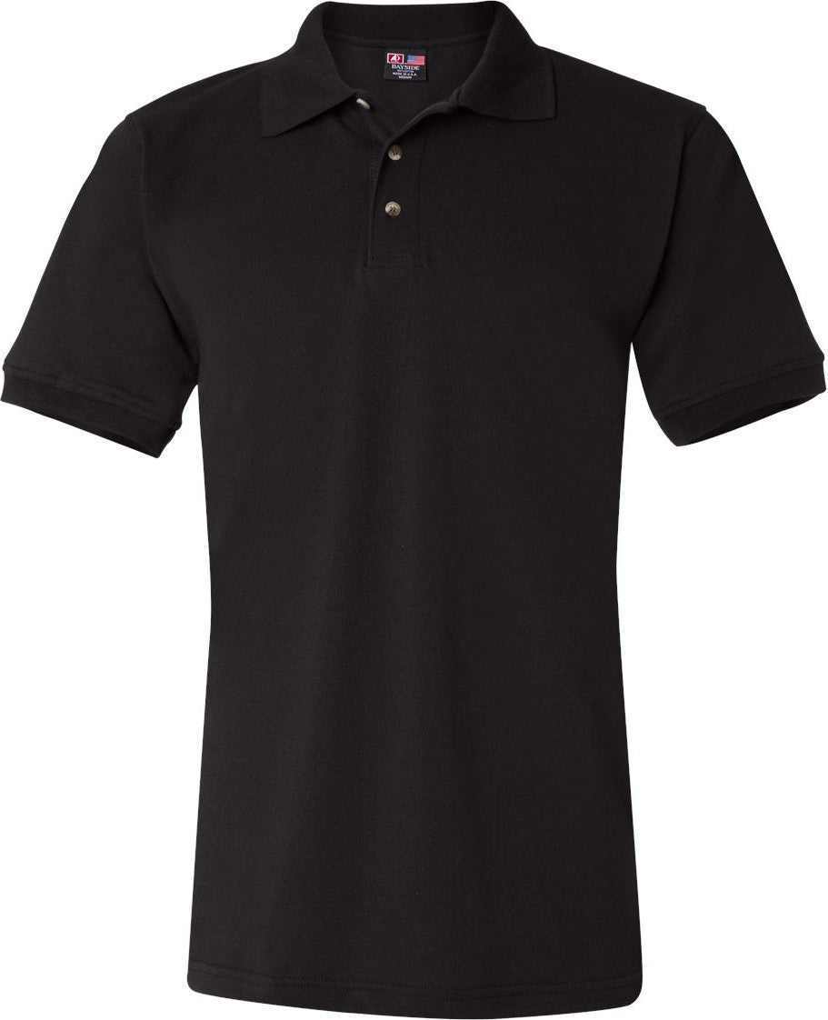 Front View of Black USA-Made Polo - 1000
