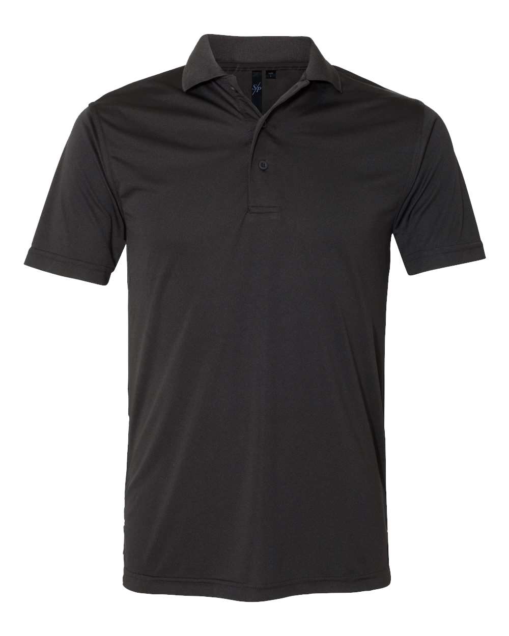 Front View of Black Value Polyester Polo - 0100