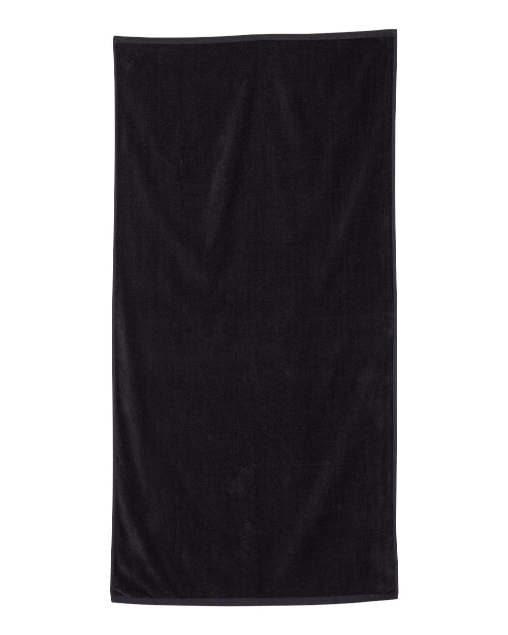 Front View of Black Velour Beach Towel - QV3060