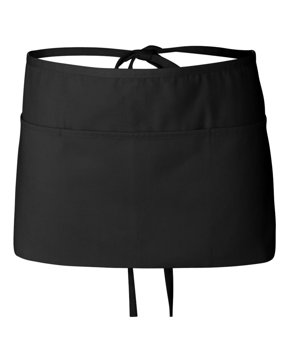 Front View of Black Waist Apron with Pockets - Q2115