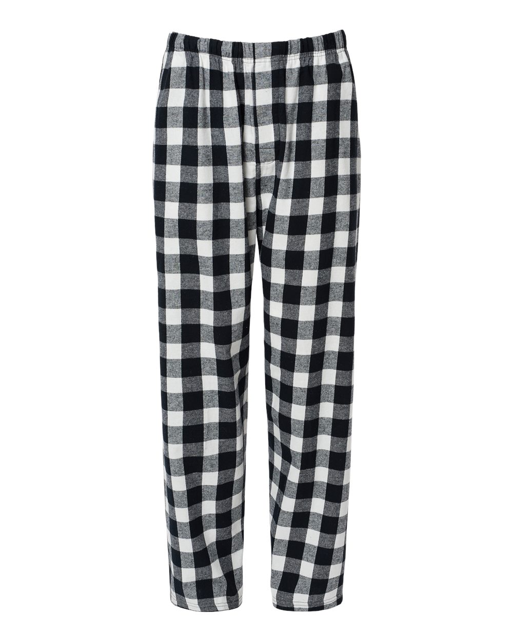 Front View of Black/ White Buffalo Plaid Harley Flannel Pants - BM6624