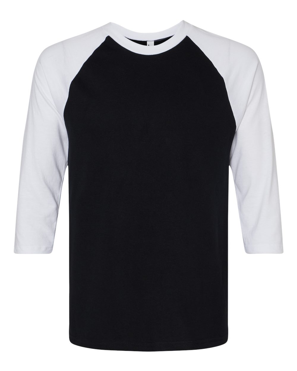 Front View of Black/ White CVC Three-Quarter Sleeve Tee - 2003CVC