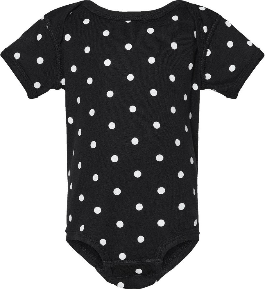 Front View of Black/ White Dot Infant Baby Rib Bodysuit - 4400