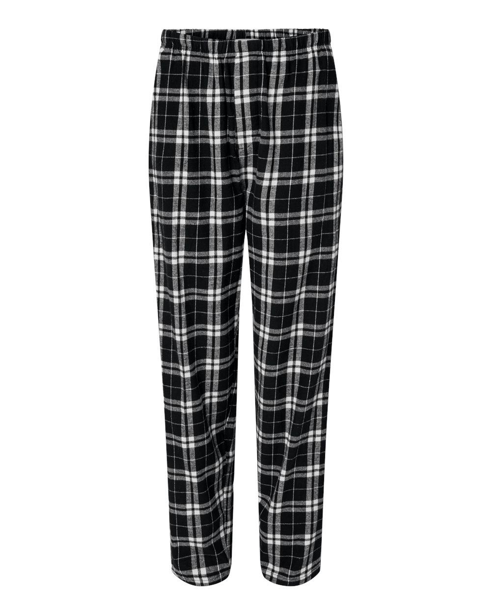 Front View of Black/ White Harley Flannel Pants - BM6624