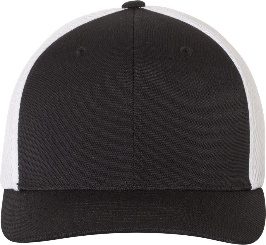 Front View of Black/ White Ultrafiber Mesh Cap - 6533