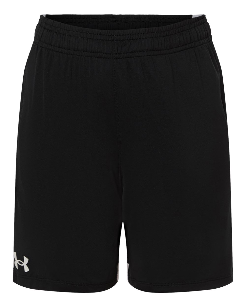 Front View of Black/ White Youth Tech Vent Athletic Shorts - 6000589