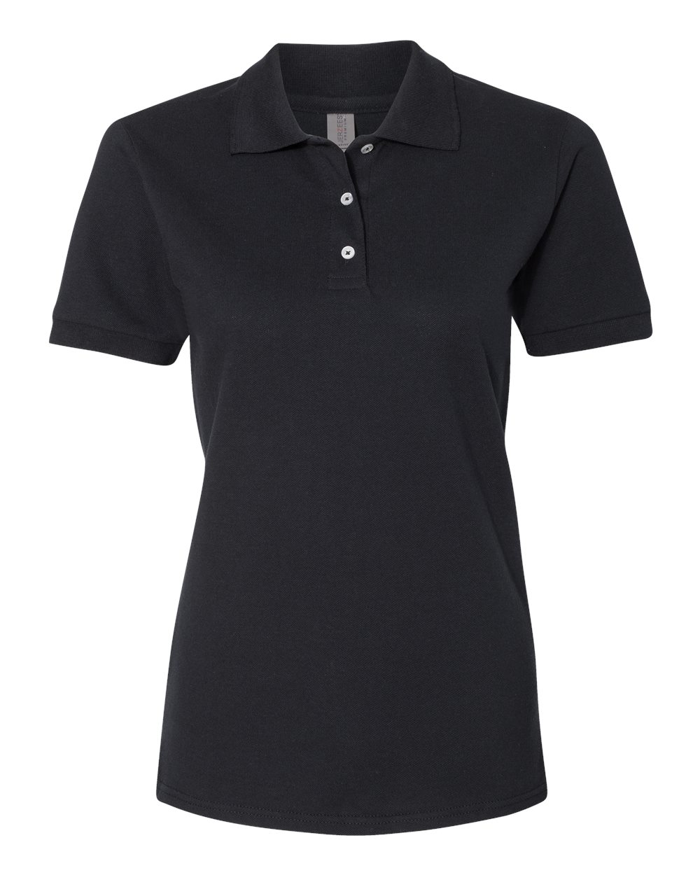 Front View of Black Women's 100% Ring-Spun Cotton Piqué Polo - 443W