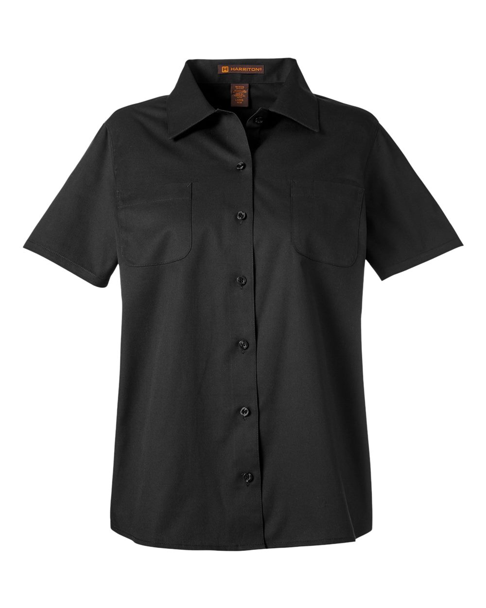 Front View of Black Women's Advantage IL Short Sleeve Dress Shirt - M585W