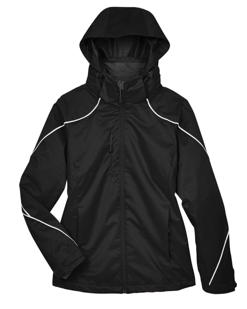 Front View of Black Women's Angle 3-in-1 Jacket with Bonded Fleece Liner - 78196