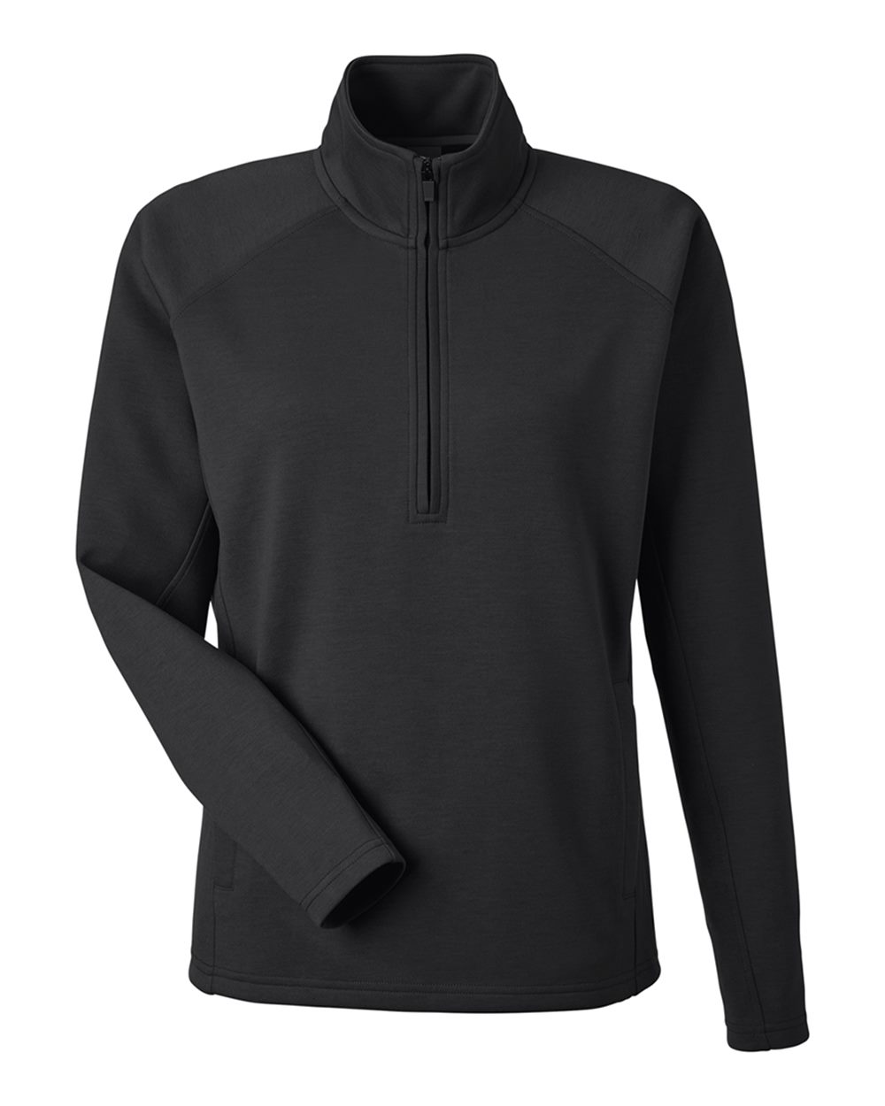 Front View of Black Women's Apex Fleece Quarter-Zip Pullover - 8754
