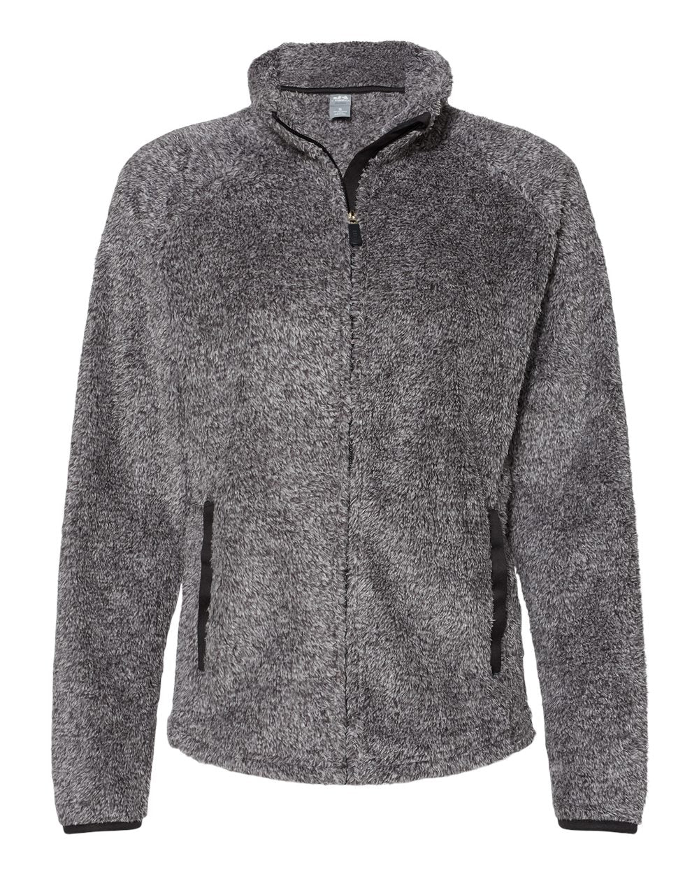 Front View of Black Women's Boundary Shag Frosty Sherpa Full-Zip - 8463