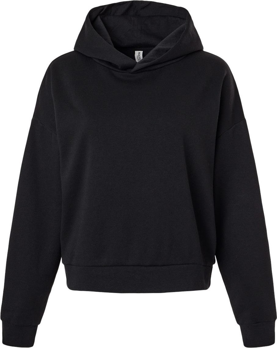 Front View of Black Women's California Wave Wash Sunday Hooded Sweatshirt - PRM2600