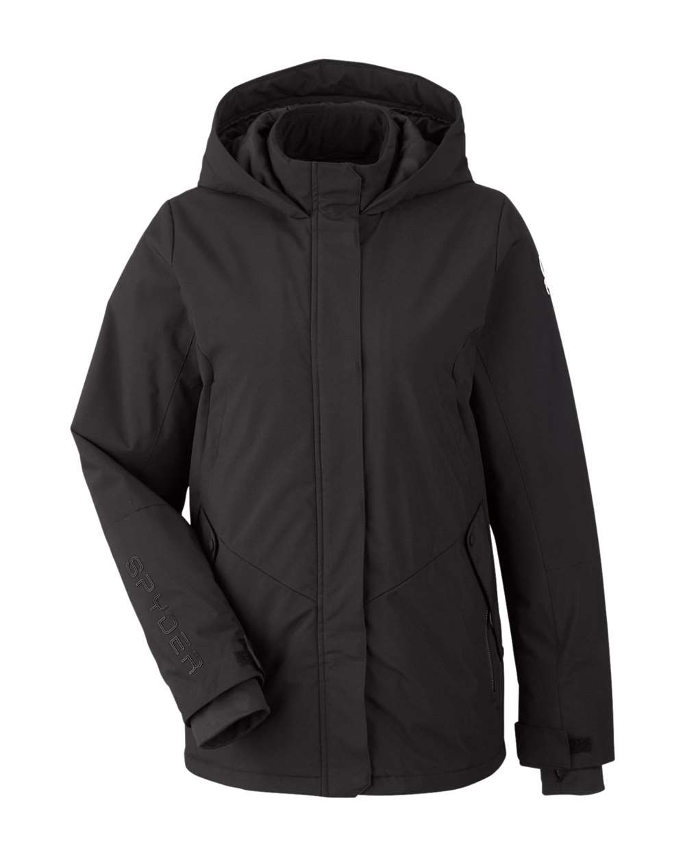 Front View of Black Women's Convert Insulated Jacket - S18098