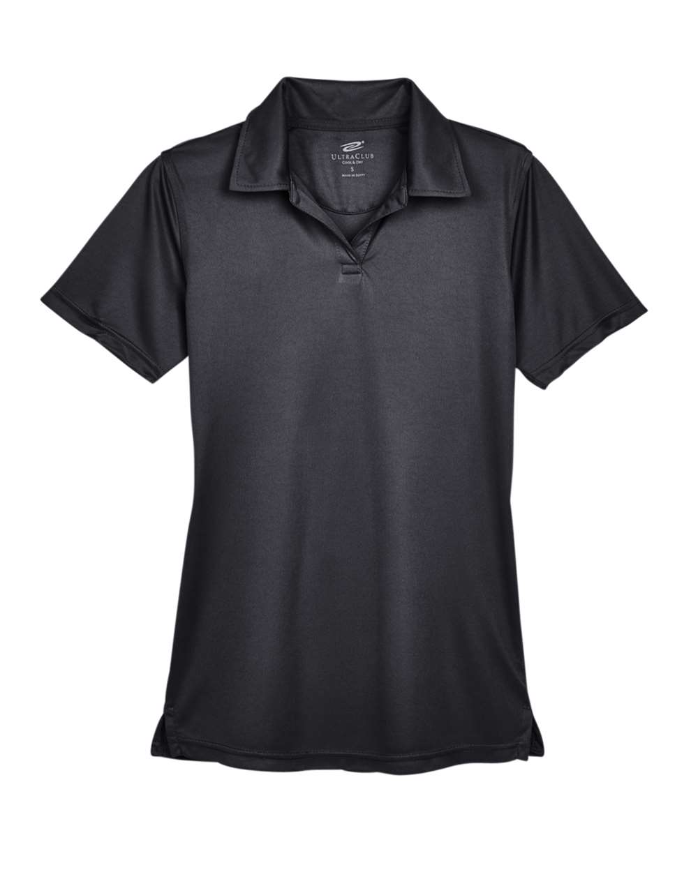 Front View of Black Women's Cool & Dry Sport Performance Interlock Polo - 8425L
