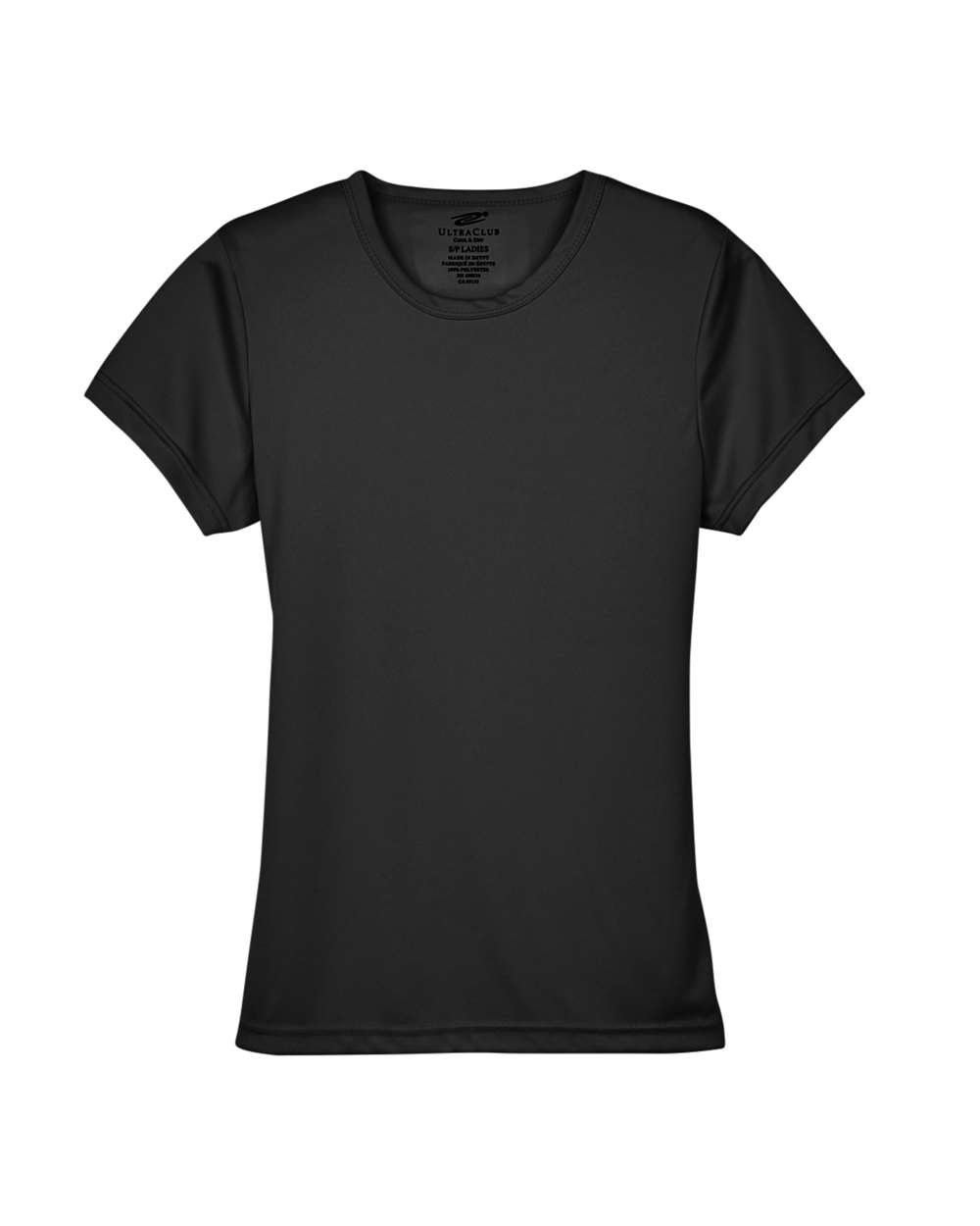 Front View of Black Women's Cool & Dry Sport Performance Interlock T-shirt - 8420L