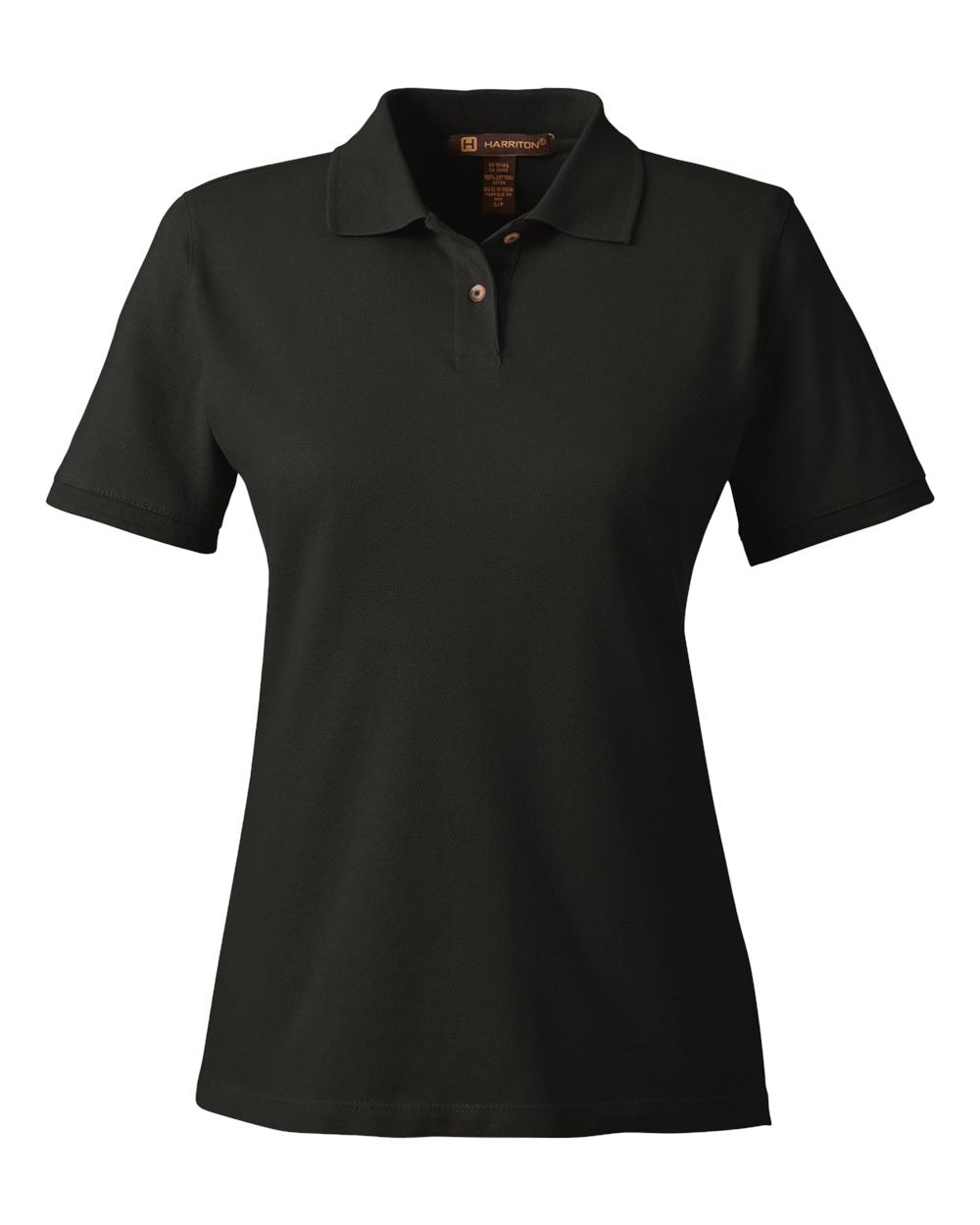 Front View of Black Women's Cotton Polo - M200W