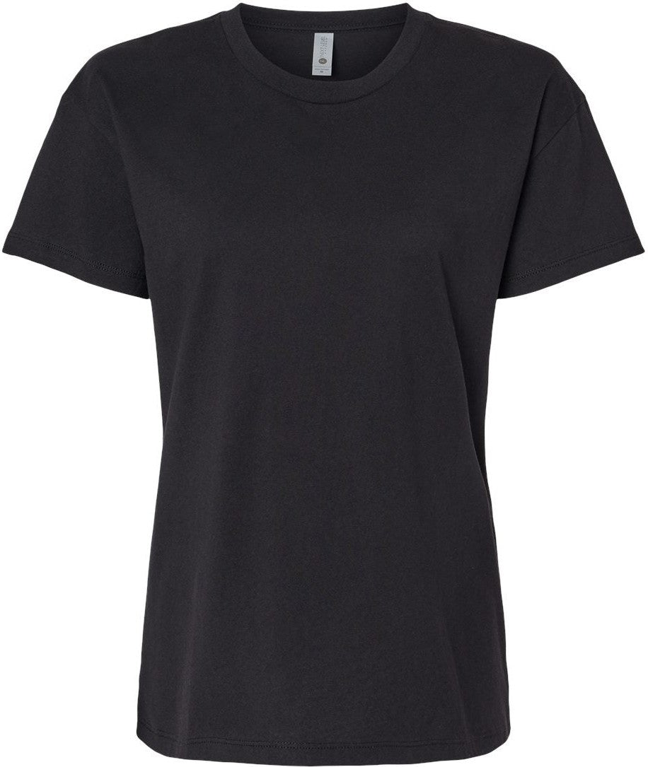Front View of Black Women's Cotton Relaxed T-Shirt - 3910