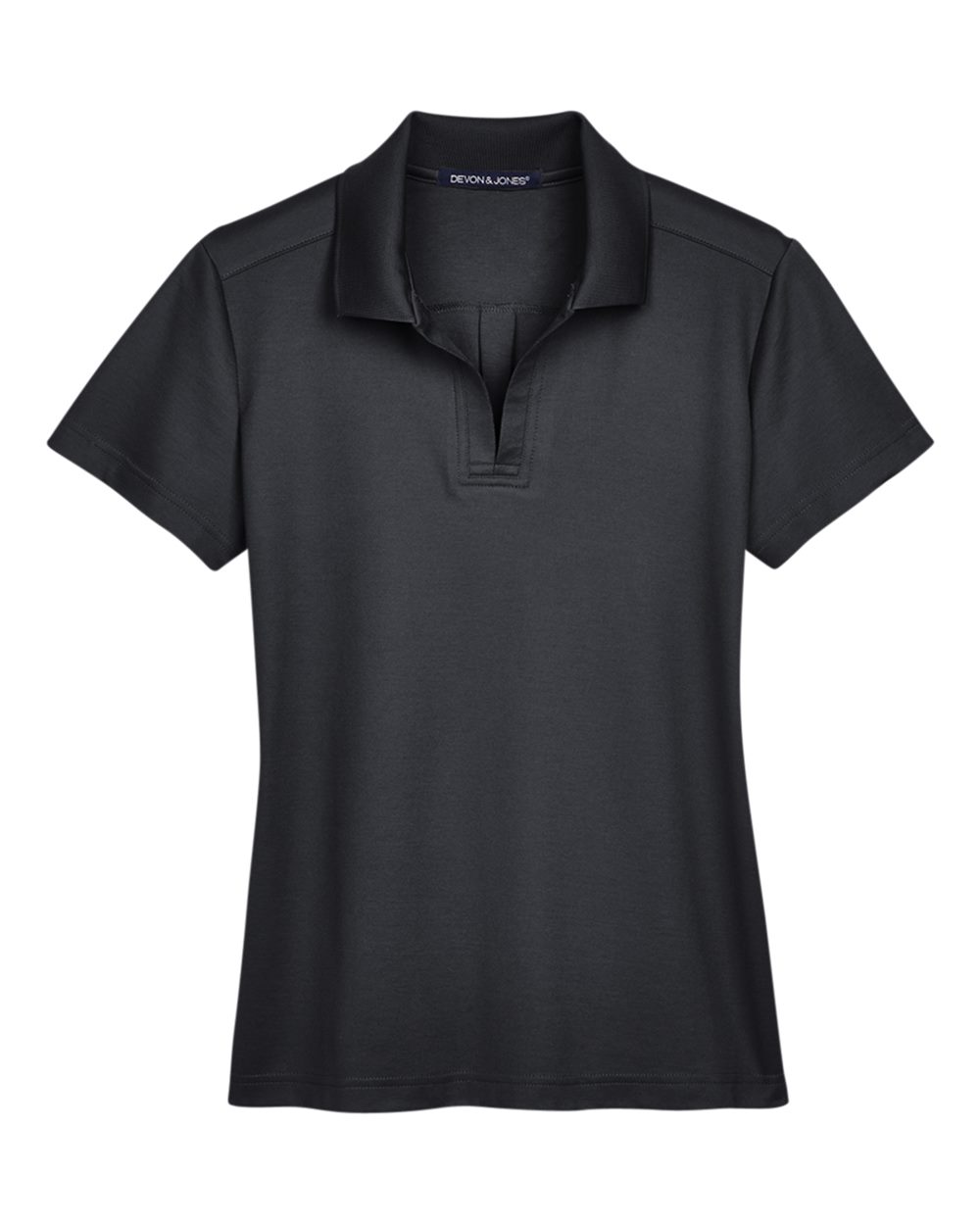 Front View of Black Women's CrownLux Performance® Plaited Polo - DG20W
