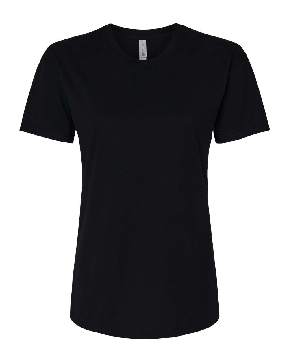 Front View of Black Women's CVC Relaxed T-Shirt - 6600