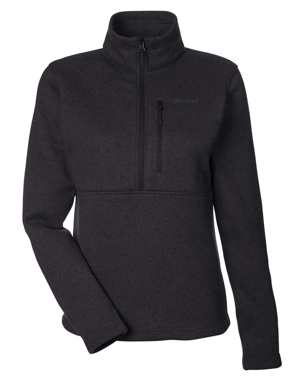 Front View of Black Women's Dropline Half-Zip Jacket - M13224