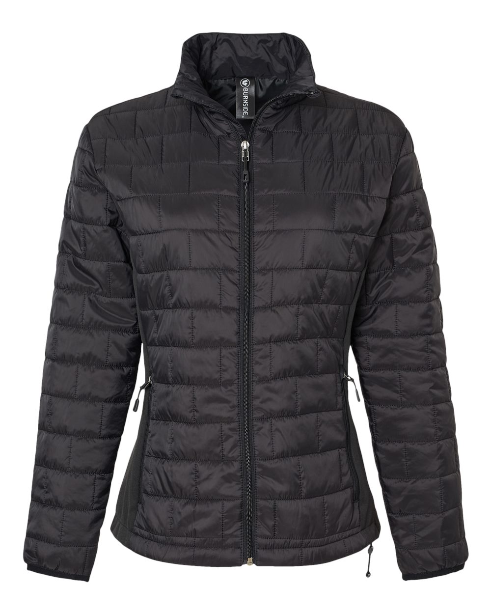 Front View of Black Women's Element Puffer Jacket - 5713