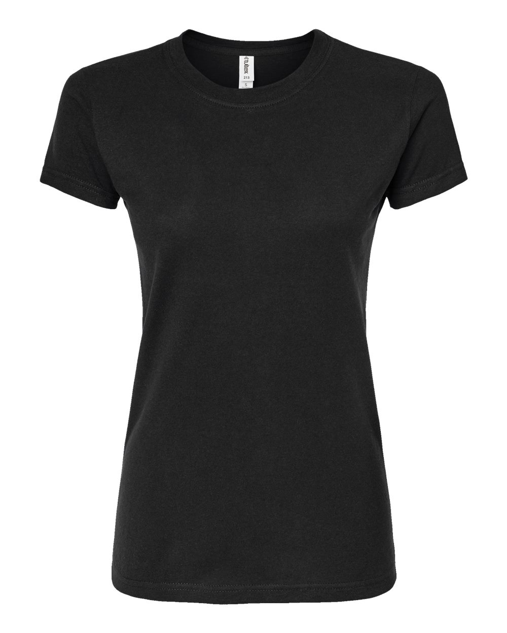 Front View of Black Women's Fine Jersey Slim Fit T-Shirt - 213