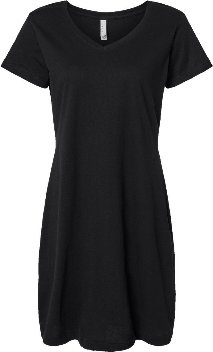 Front View of Black Women's Fine Jersey V-Neck Coverup - 3522