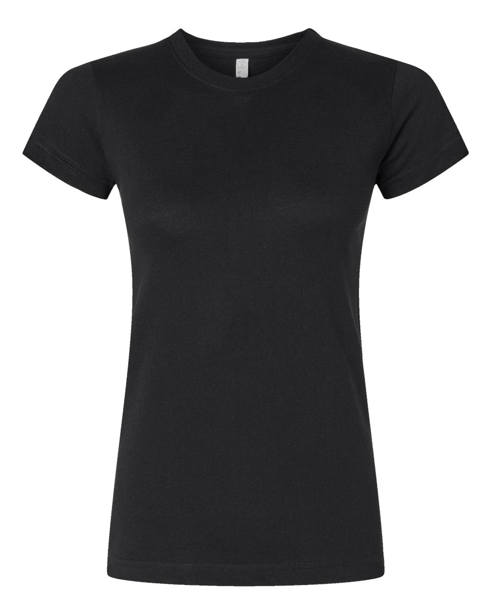 Front View of Black Women's Fitted Fine Jersey Tee - 3616