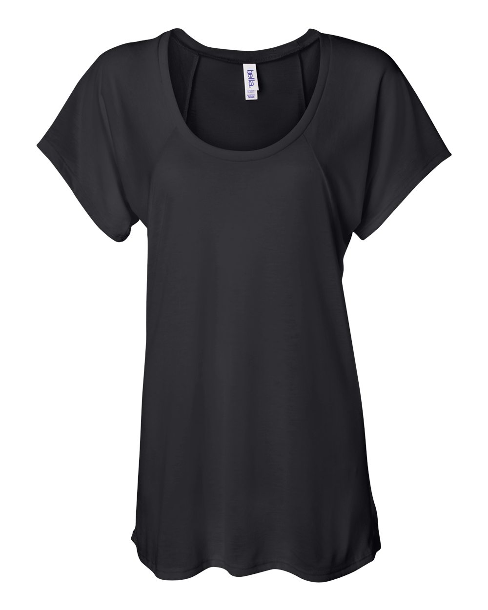 Front View of Black Women’s Flowy Raglan Tee - 8801