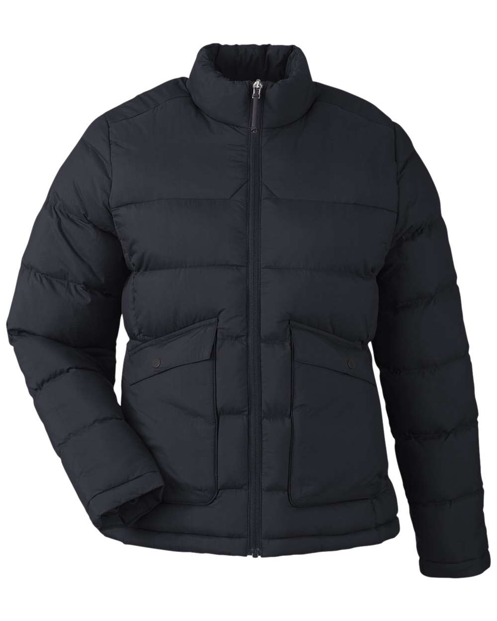Front View of Black Women's Inspire Puffer Jacket - CE720W