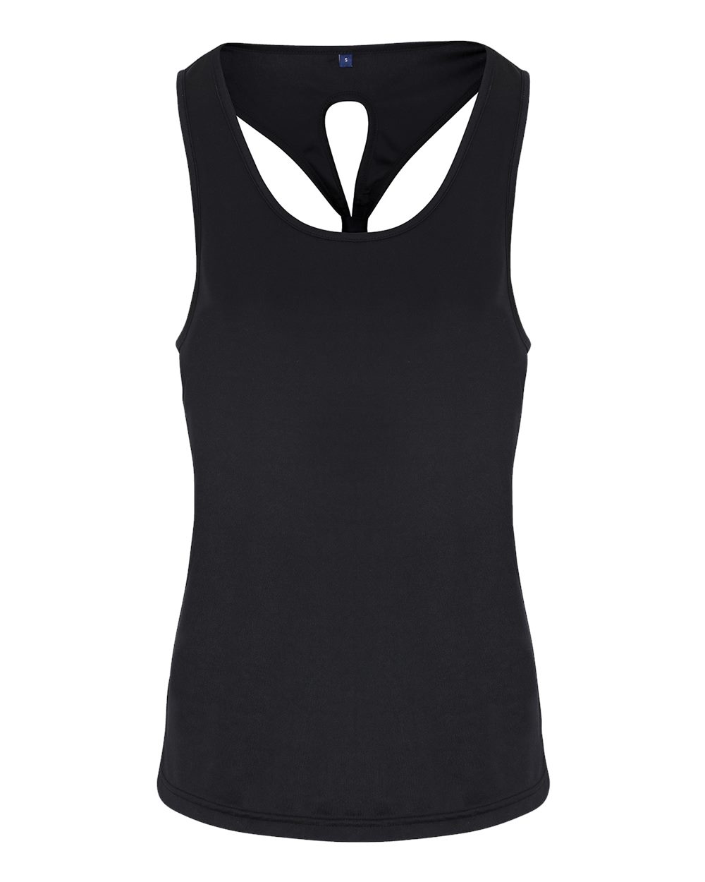 Front View of Black Women's Knot Back Venus Tank - TD042