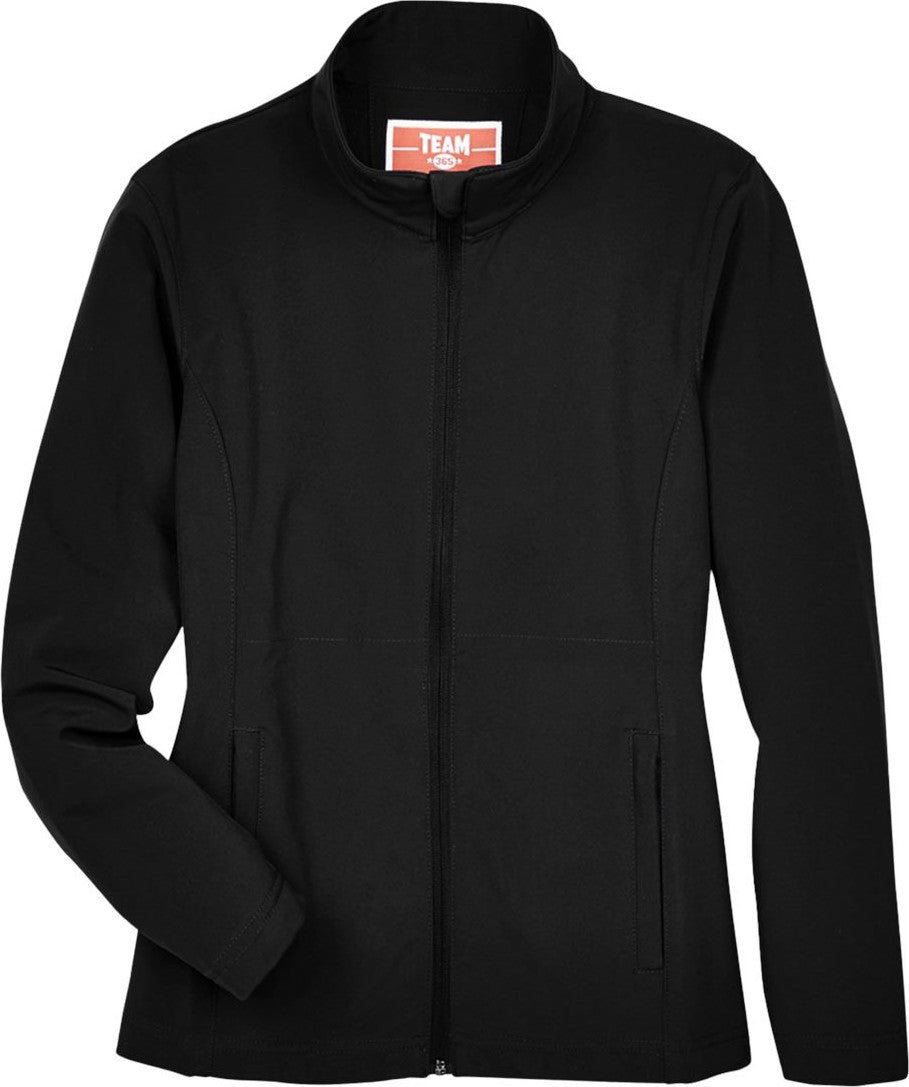 Front View of Black Women's Leader Soft Shell Jacket - TT80W