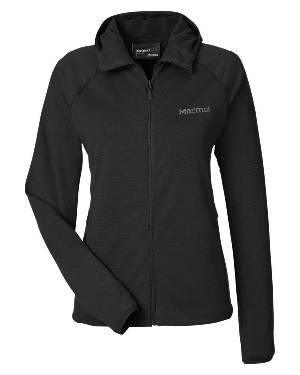 Front View of Black Women's Leconte Full Zip Hooded Jacket - M15393