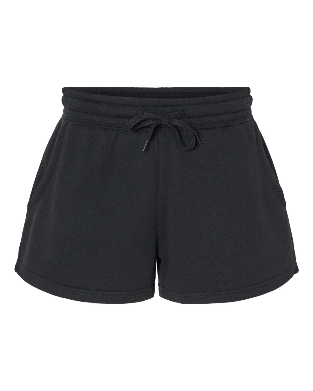Front View of Black Women’s Lightweight California Wave Wash Fleece Shorts - PRM20SRT