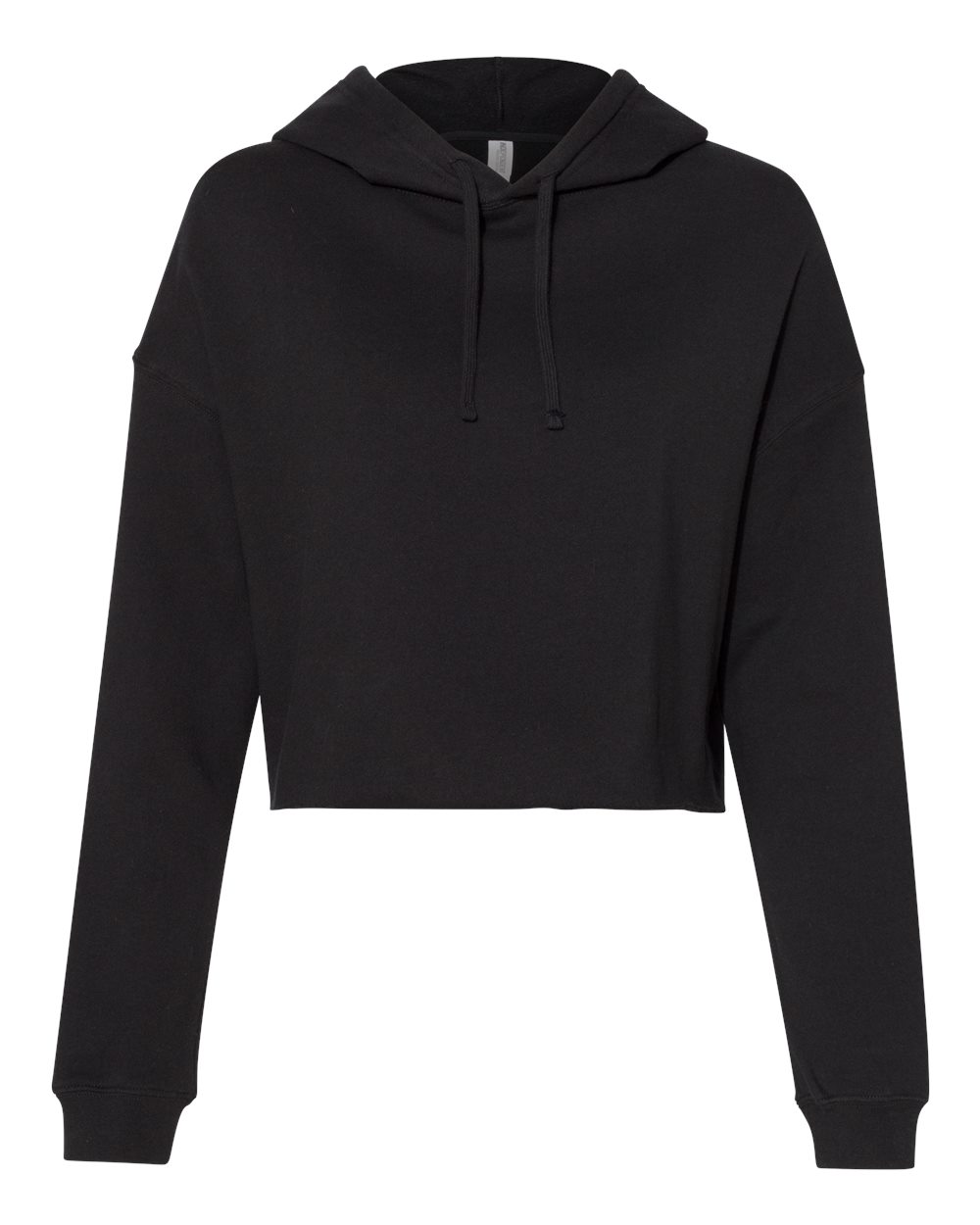 Front View of Black Women’s Lightweight Crop Hooded Sweatshirt - AFX64CRP