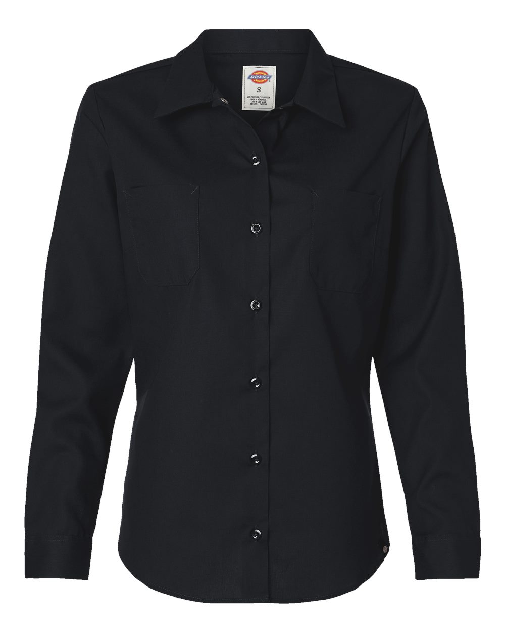 Front View of Black Women's Long Sleeve Industrial Work Shirt - L5350