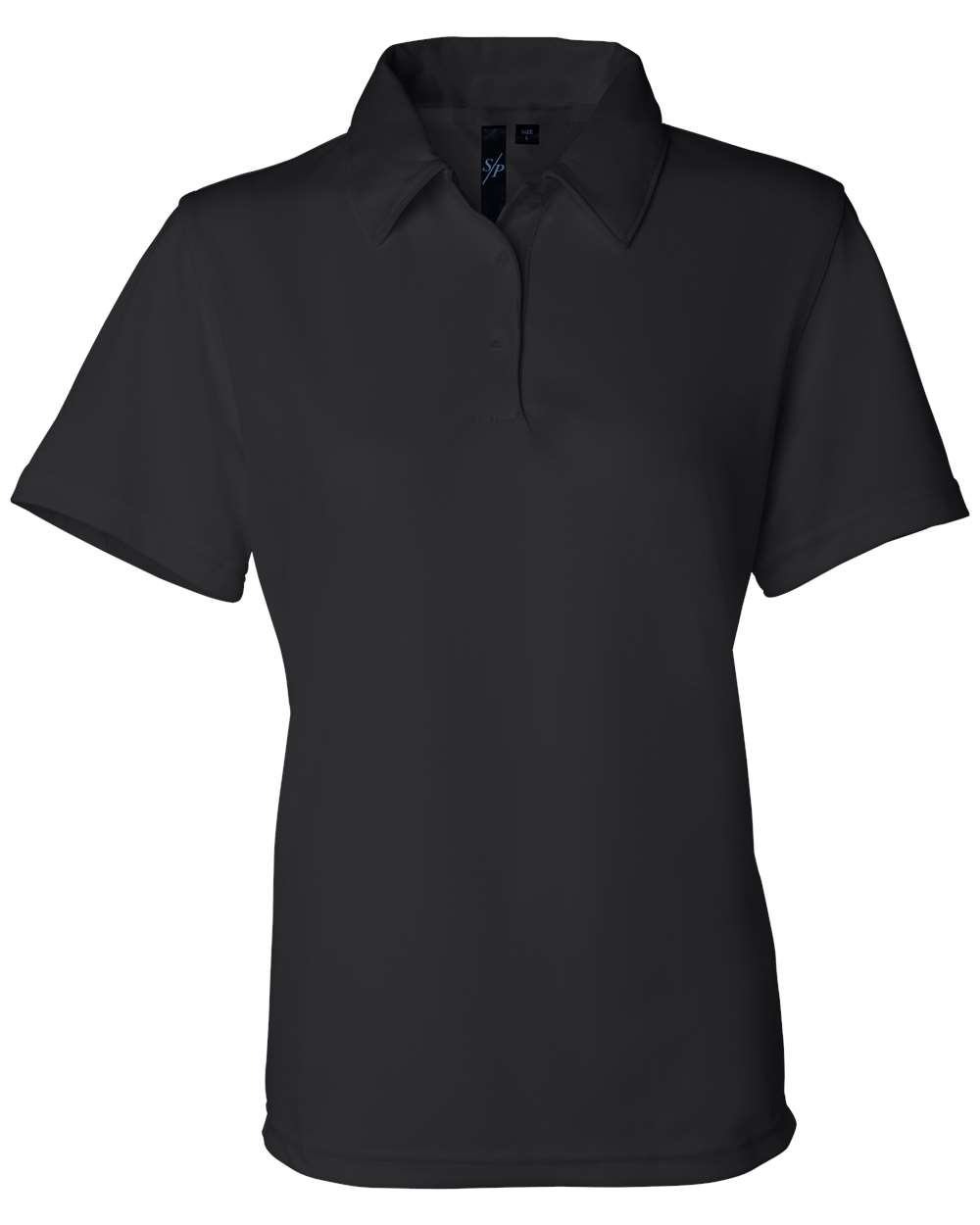 Front View of Black Women's Moisture Free Mesh Polo - 5469