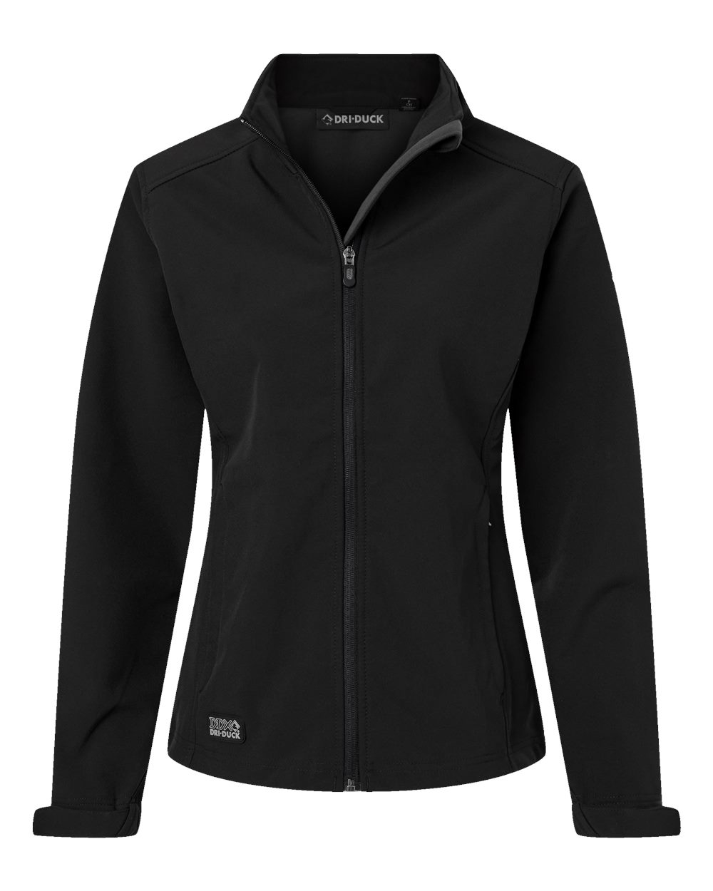 Front View of Black Women's Motion Soft Shell Jacket - 9416