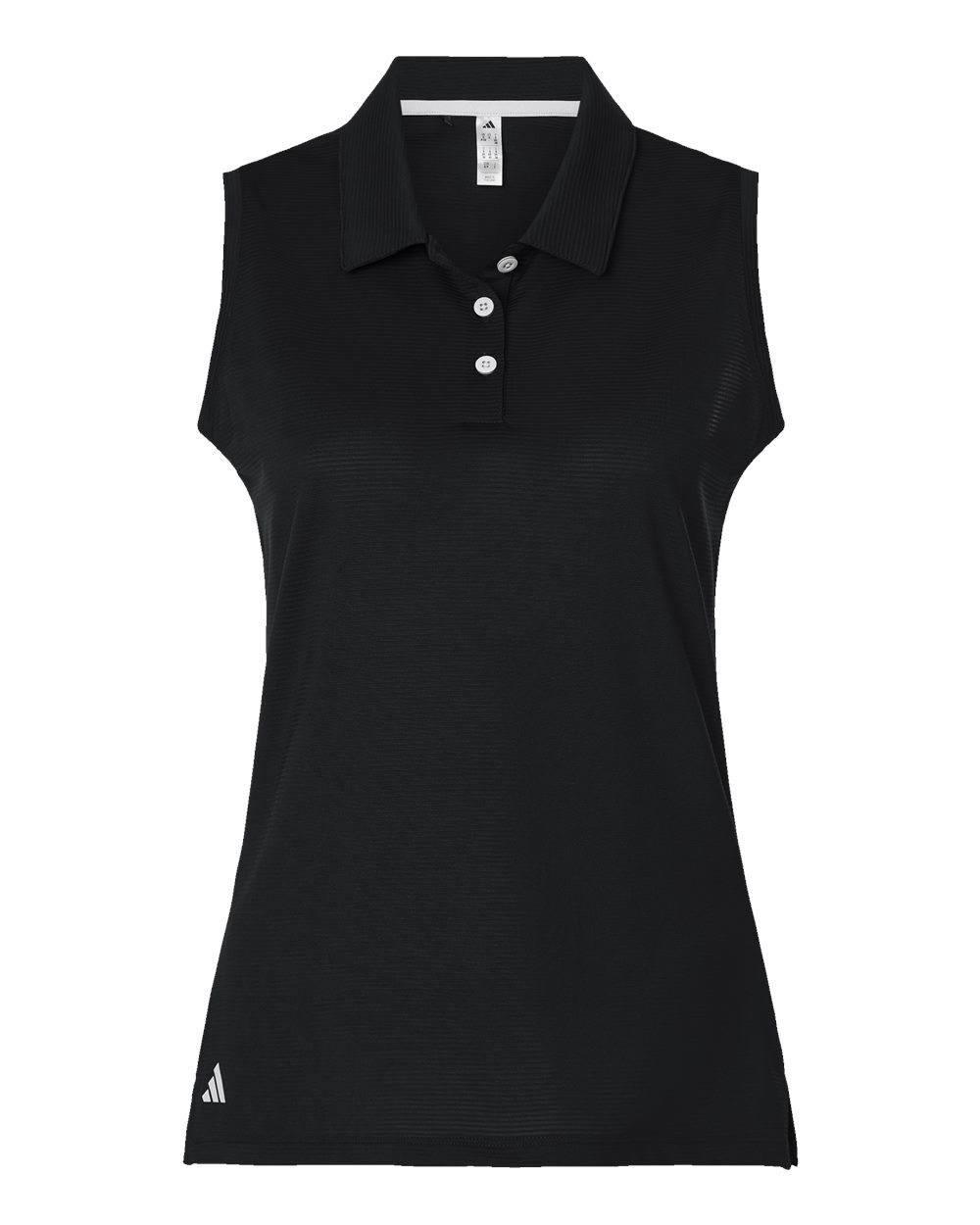 Front View of Black Women's Ottoman Sleeveless Polo - A1005