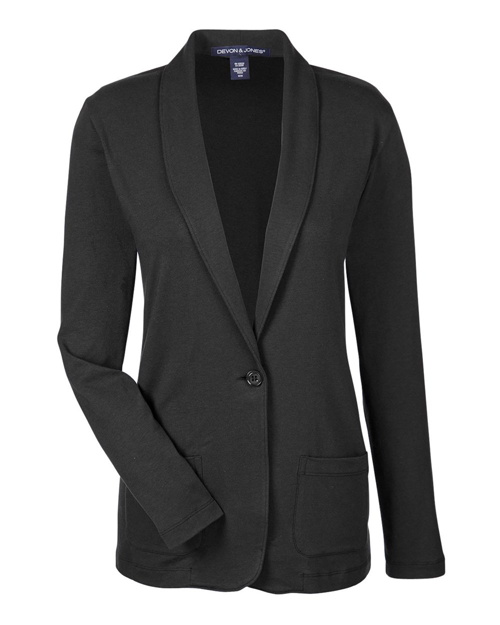 Front View of Black Women's Perfect Fit™ Shawl Collar Cardigan - DP462W