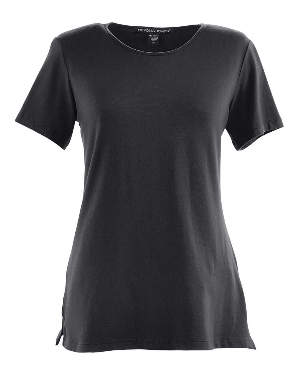 Front View of Black Women's Perfect Fit™ Shell T-Shirt - DP182W
