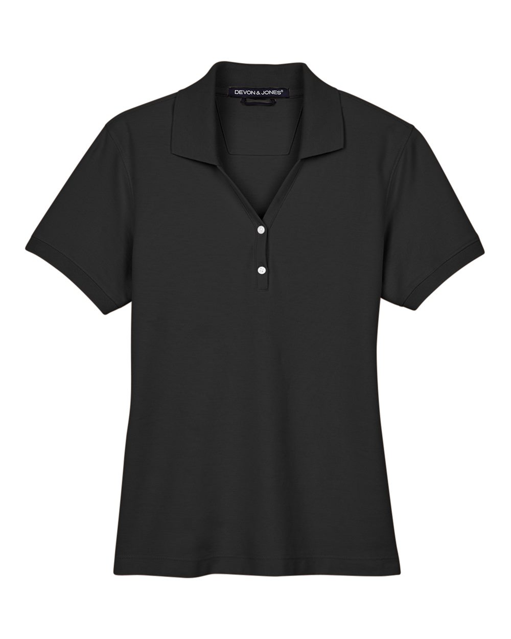 Front View of Black Women's Pima Piqué Polo - D100W