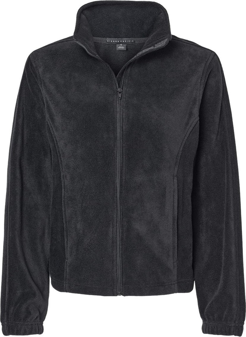 Front View of Black Women's Polar Fleece Full-Zip Jacket - 5062
